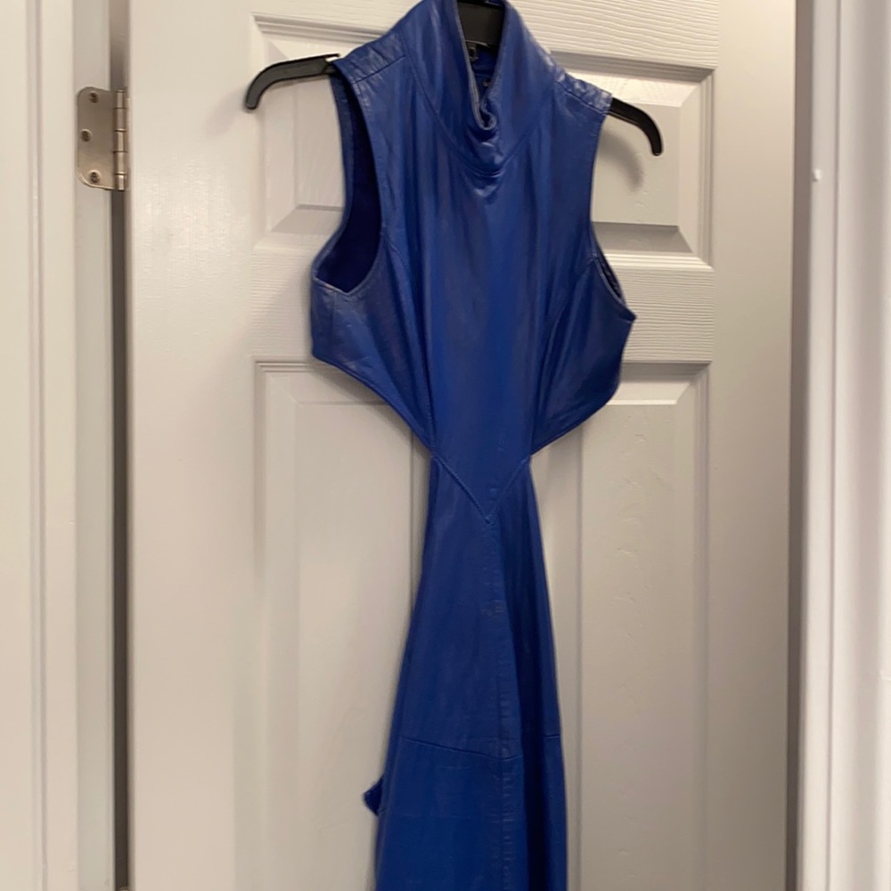 Sea dream leather. Blue dress. 100% Genuine leather